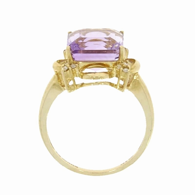9ct Yellow Gold Amethyst and Diamond Dress Ring