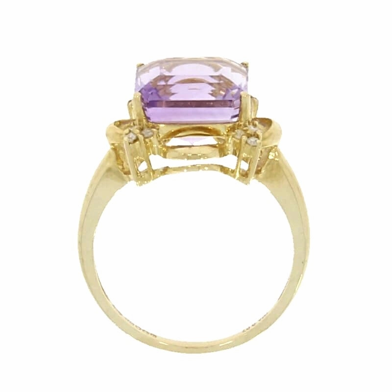 9ct Yellow Gold Amethyst and Diamond Dress Ring