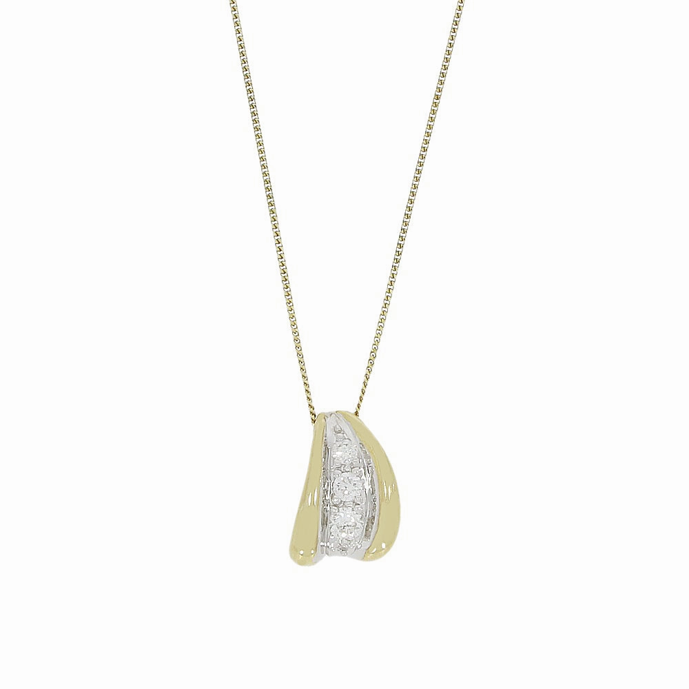9ct Yellow Gold Diamond Pendant and Chain Necklace