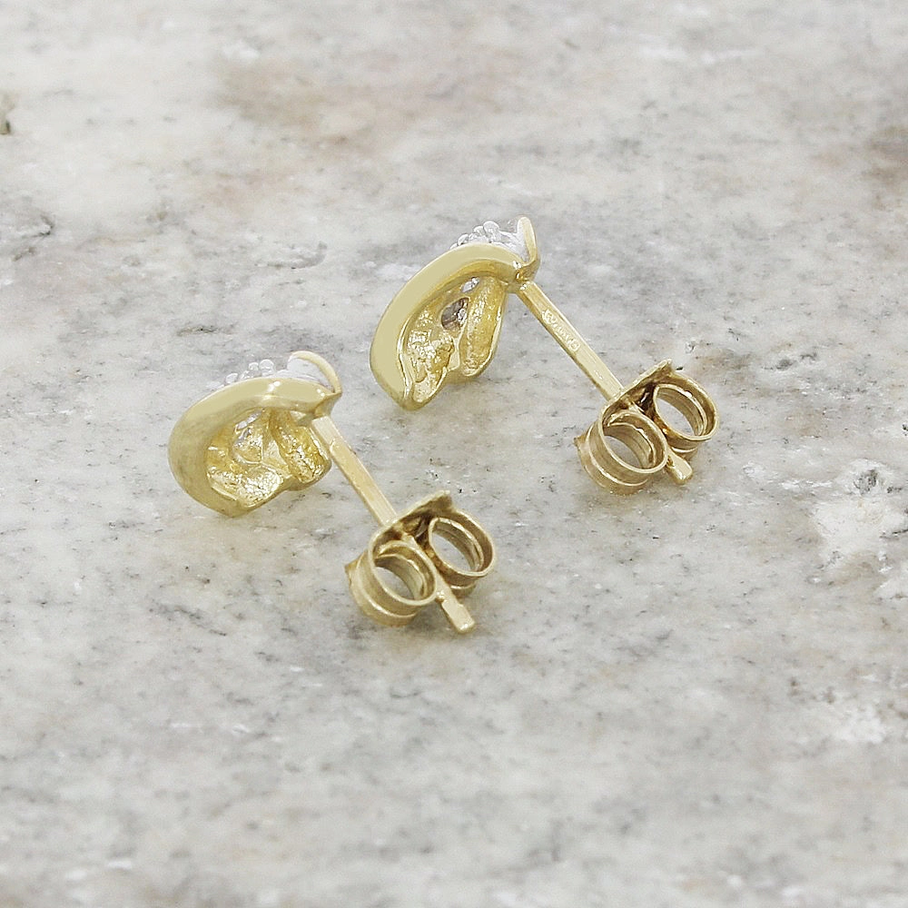 9ct Yellow Gold Diamond Stud Earrings