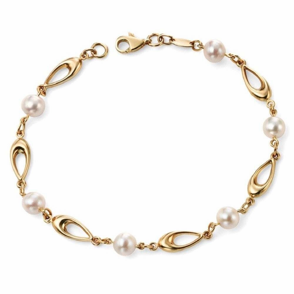 9ct Yellow Gold Freshwater Pearl Bracelet GB416W