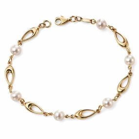 9ct Yellow Gold Freshwater Pearl Bracelet GB416W