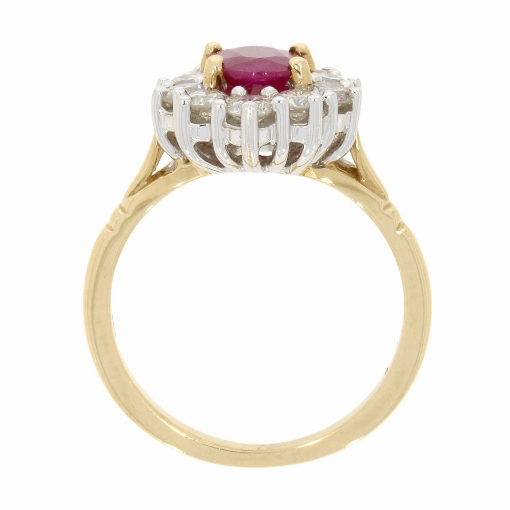 9ct Yellow Gold Ruby and 1.00ct Diamond Cluster Ring