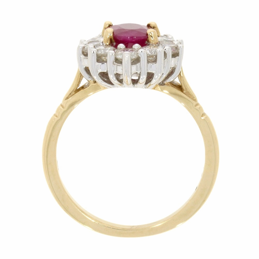 9ct Yellow Gold Ruby and 1.00ct Diamond Cluster Ring
