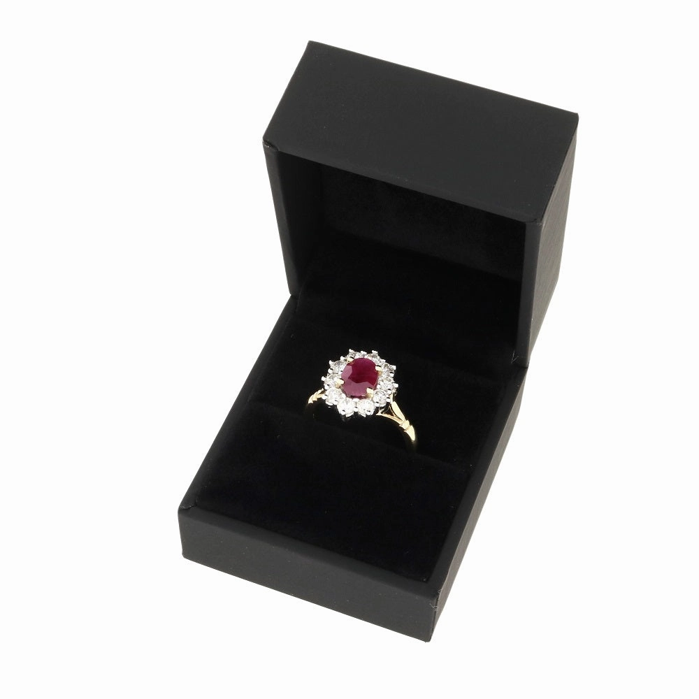 9ct Yellow Gold Ruby and 1.00ct Diamond Cluster Ring