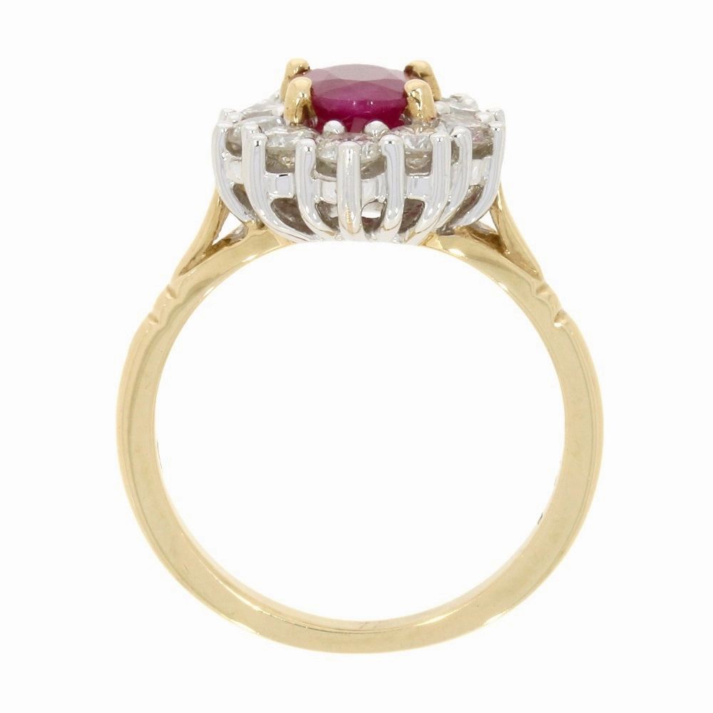 9ct Yellow Gold Ruby and 1.00ct Diamond Cluster Ring