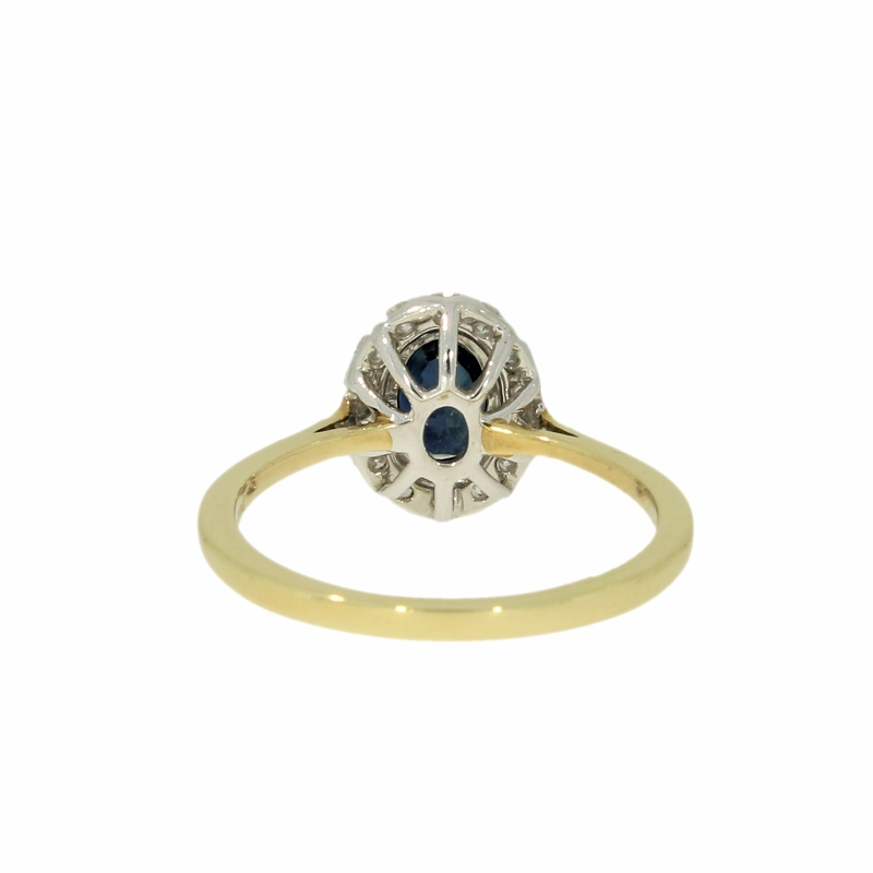 9ct Yellow Gold Sapphire & Diamond 0.30cts Cluster Ring