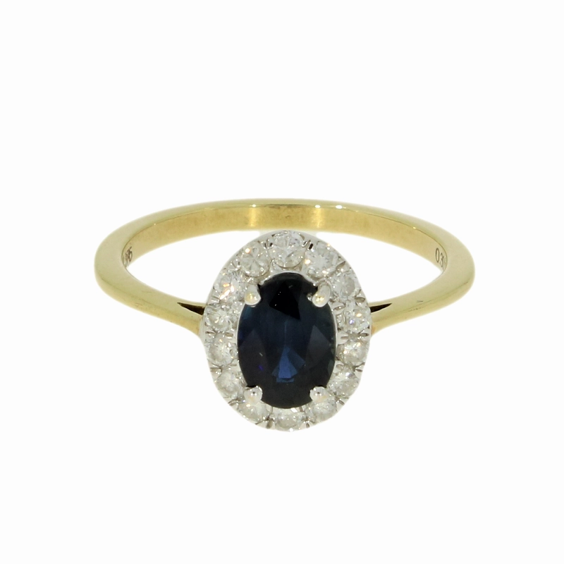 9ct Yellow Gold Sapphire & Diamond 0.30cts Cluster Ring