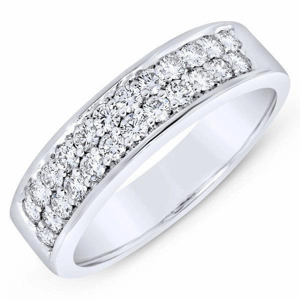 Alliance en or blanc 18 ct, serti de diamants.
