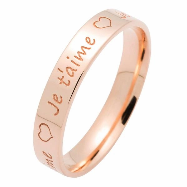 Alliance en or rose largeur 4 mm et gravure personnalis??e.