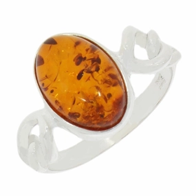 Amber Sterling Silver Ladies Ring