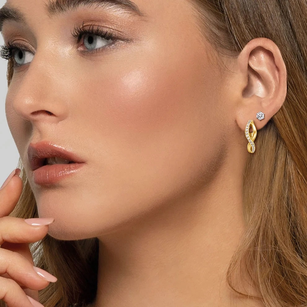 Angel Whisperer Paradise Gold Tone Hoop Earrings ERE-Paradise-ZI-G-CR