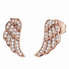 Angel Whisperer Wing Stud Earrings ERE-LILWING-ZI-STR Rose Gold Plated
