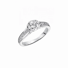Artcarved Carina Half Bezel Engagement Ring Wht Gold 31-V385ERW-E