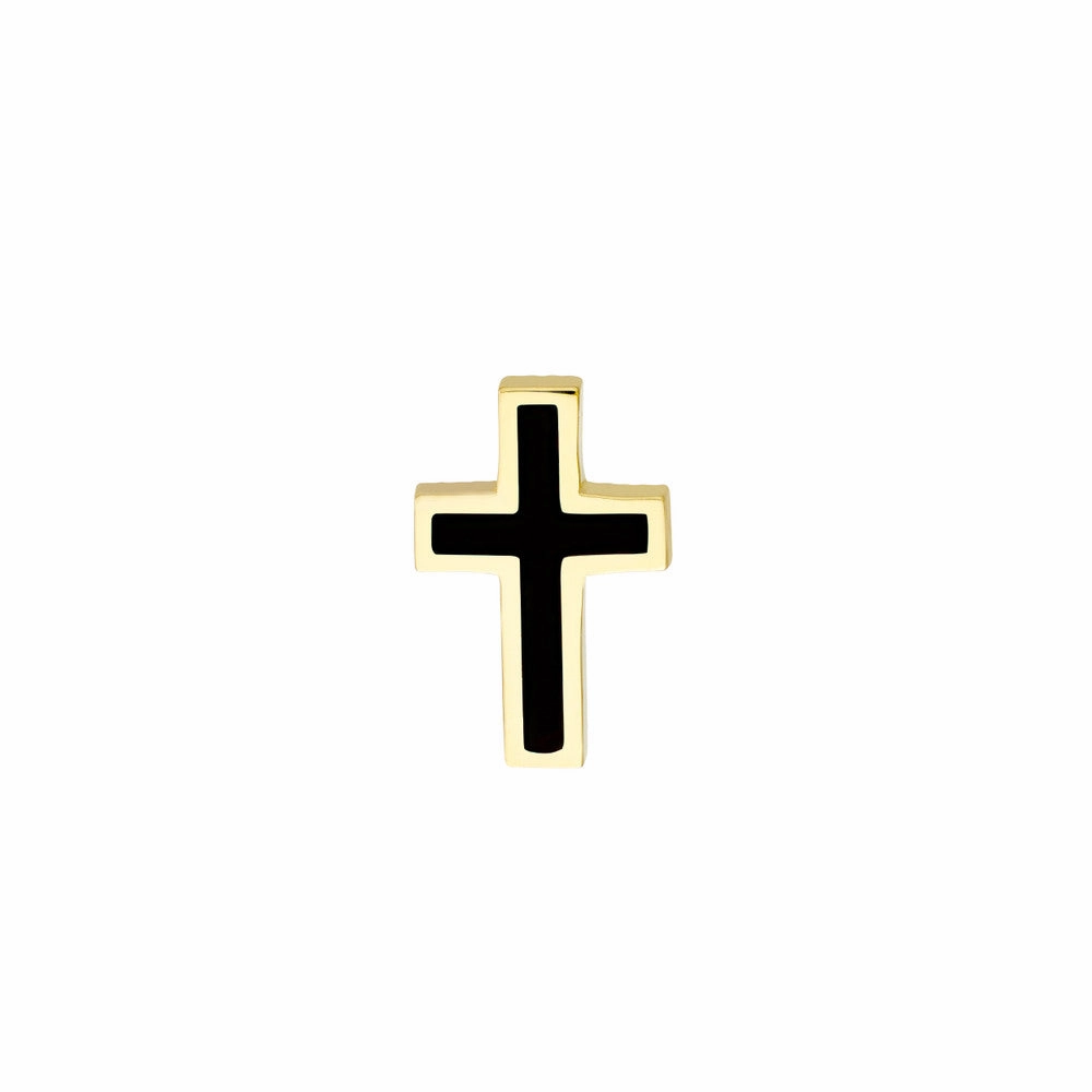 Black Enamel Cross Stud Earrings