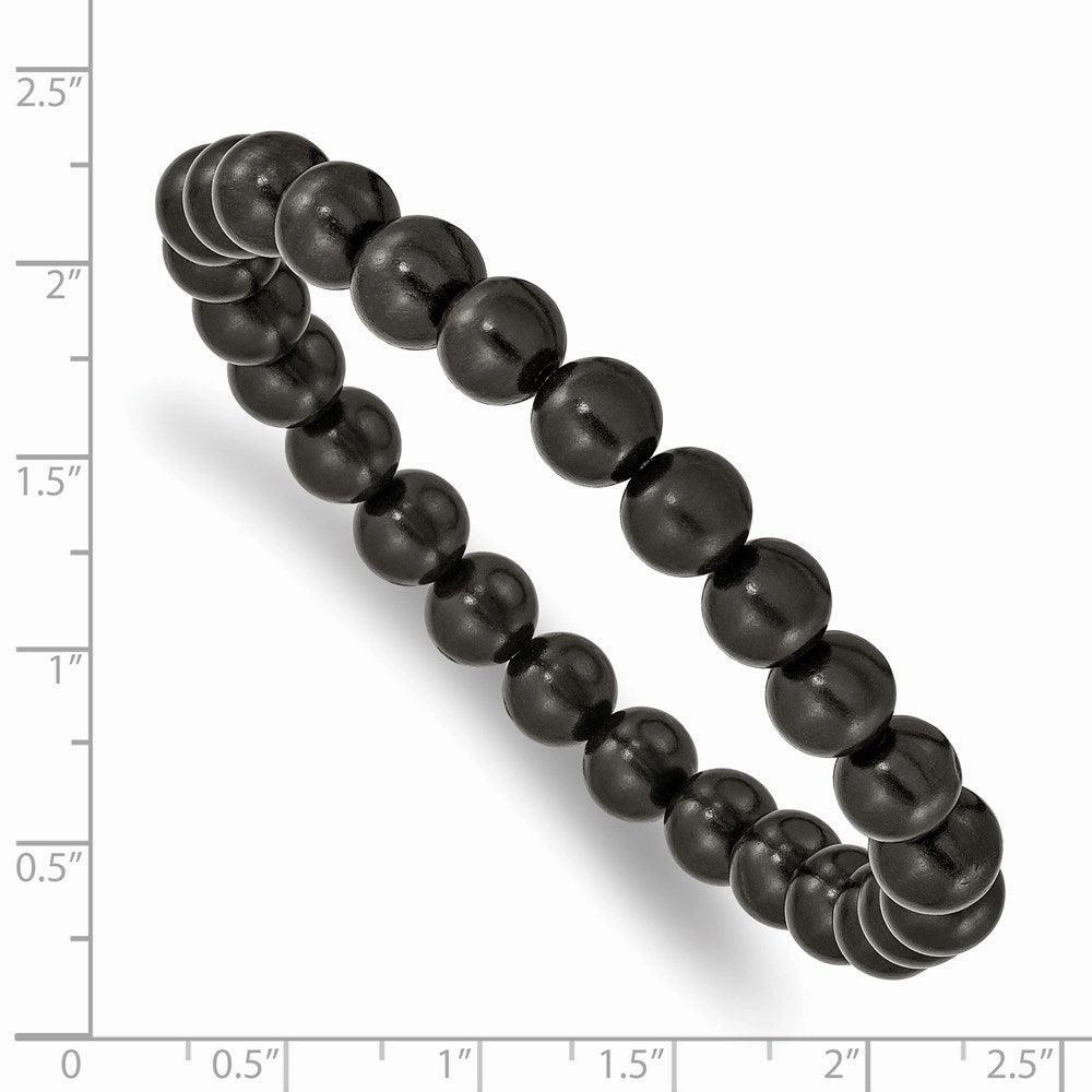 Black Wood Bead Stretch Bracelet