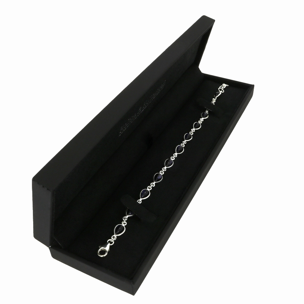 Blue Goldstone Sterling Silver Teardrop Bracelet