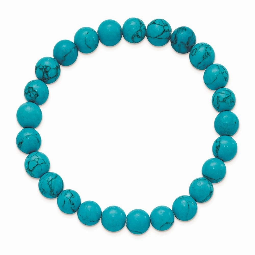 Blue Turquoise Agate Beaded Stretch Bracelet
