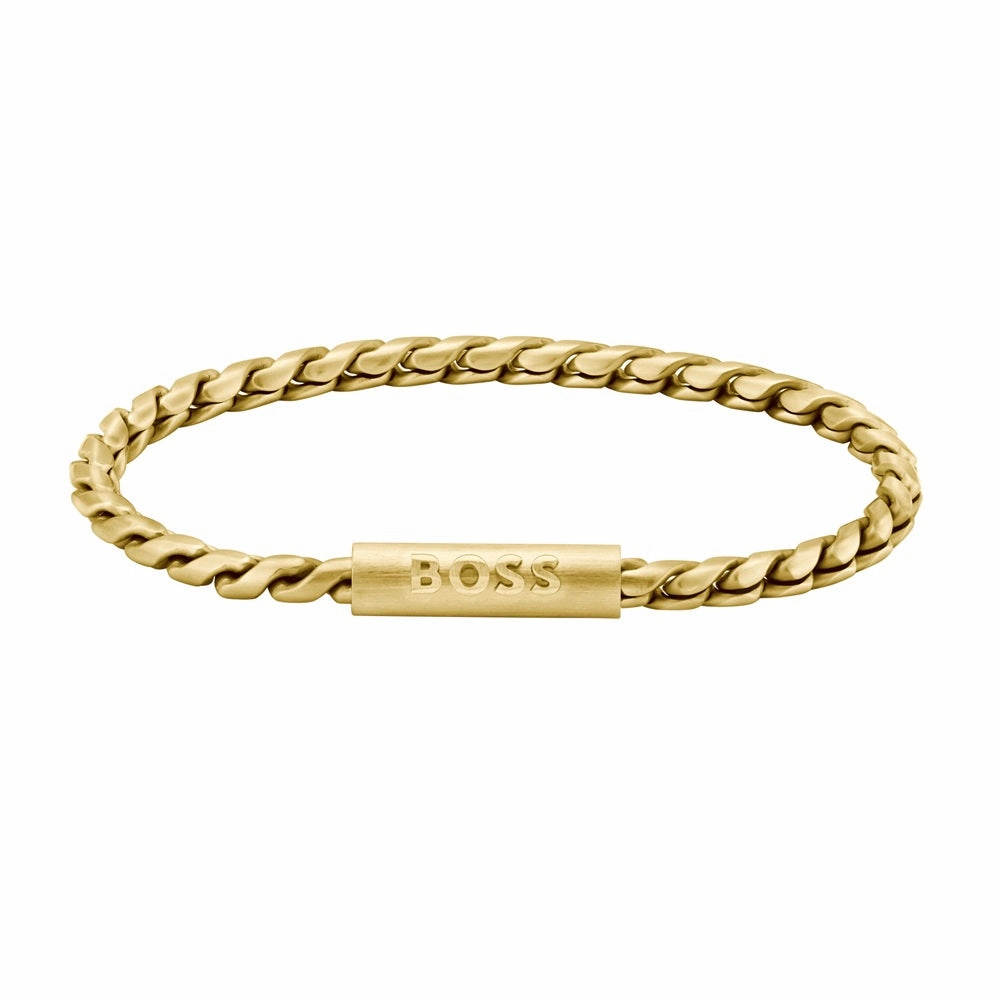 Boss Jewellery Doran Yellow Gold Plated Mens Bracelet 1580696