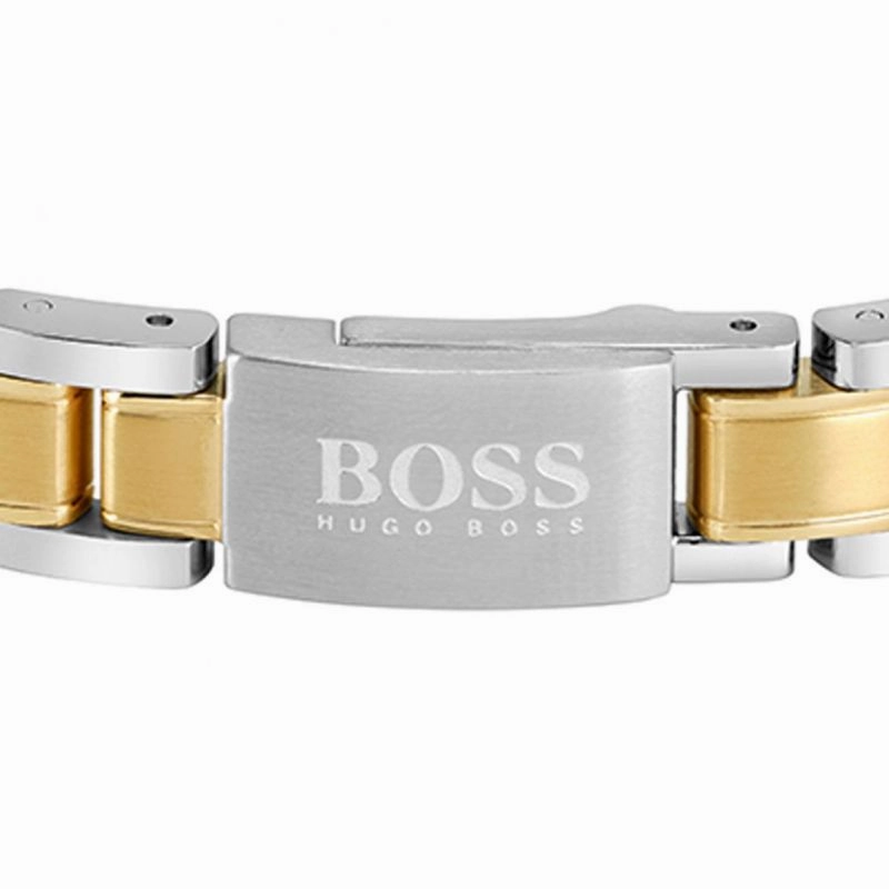 Boss Jewellery Gold Plated and Stainless Steel Mens Link Bracelet 1580195