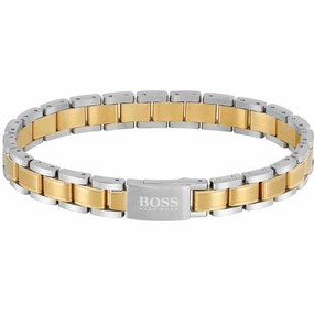 Boss Jewellery Gold Plated and Stainless Steel Mens Link Bracelet 1580195