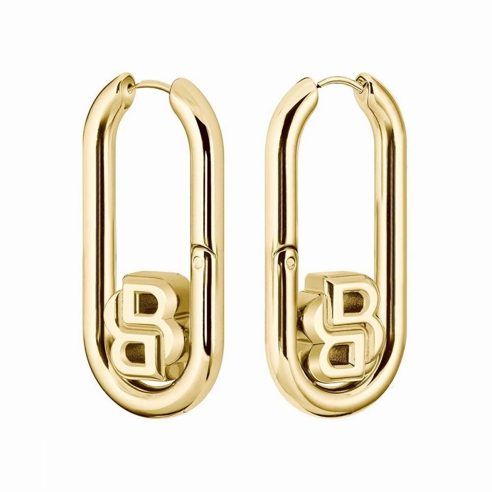 BOSS Jewellery Ladies Double B Gold Plated Earrings 1580629