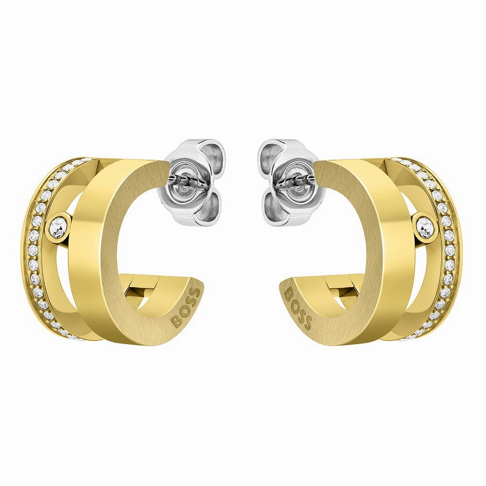 Boss Jewellery Ladies Gold Plated Hoop Earrings 1580346