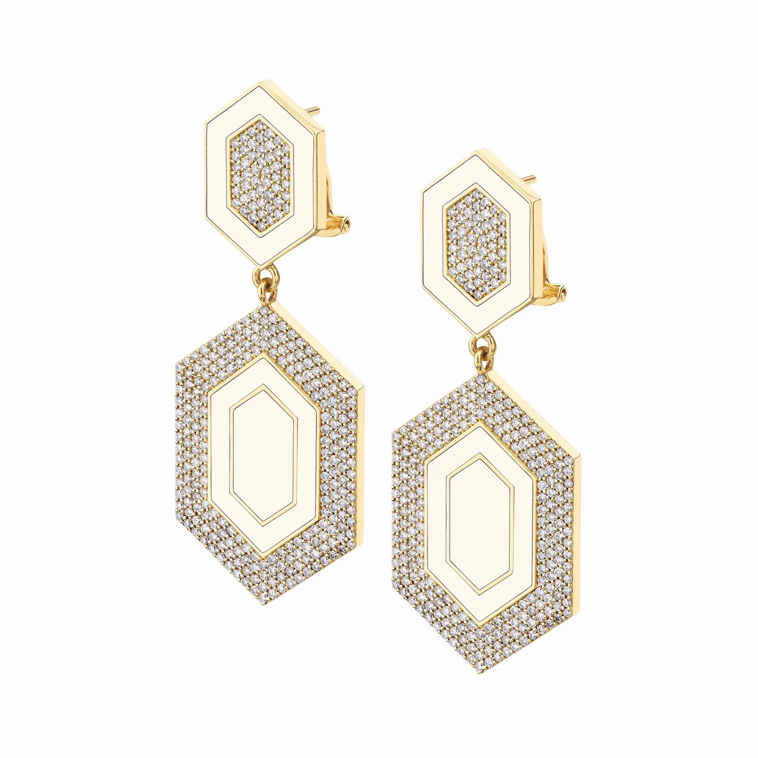 Chroma Pav Hexagon Cocktail Earrings ER490