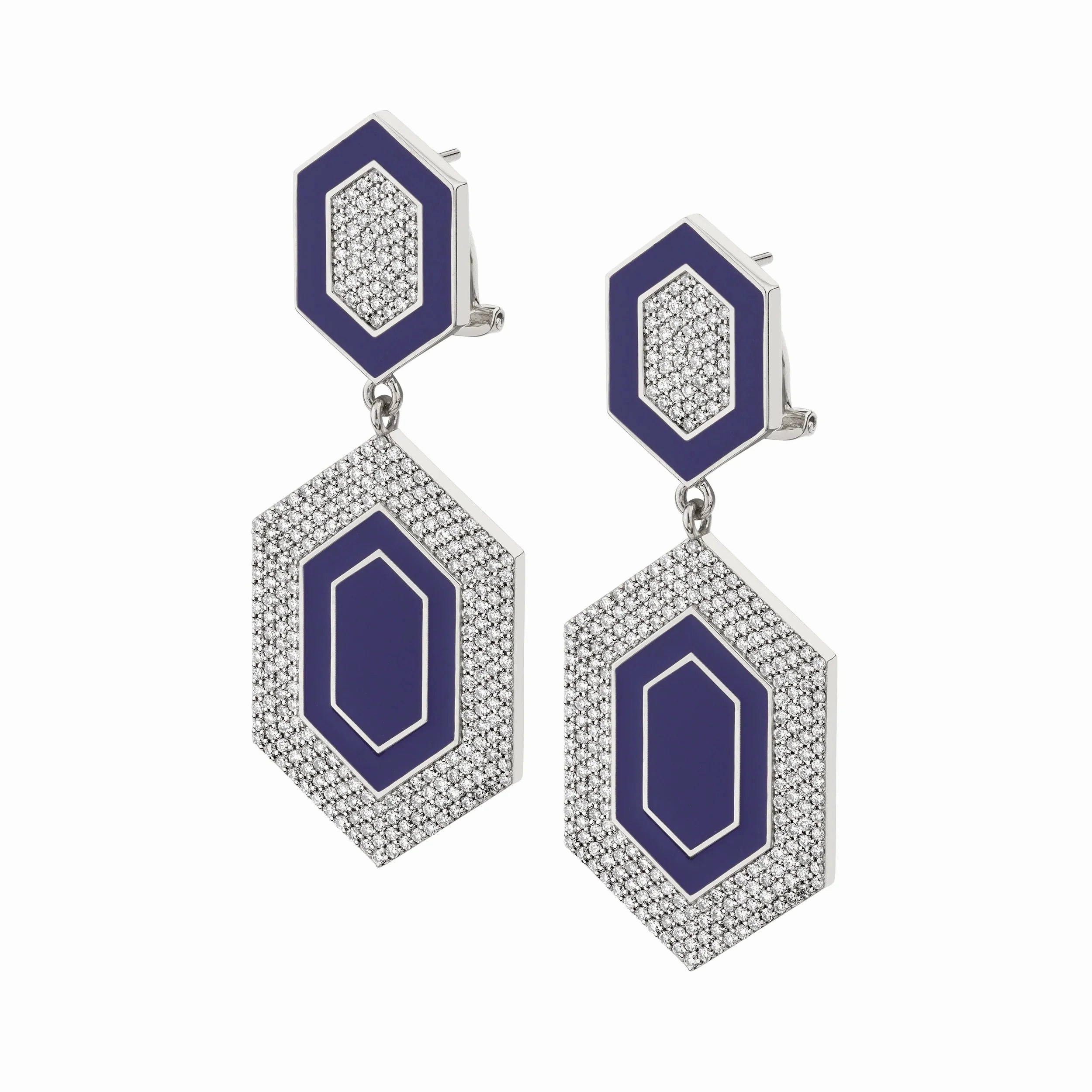 Chroma Pav Hexagon Cocktail Earrings ER490