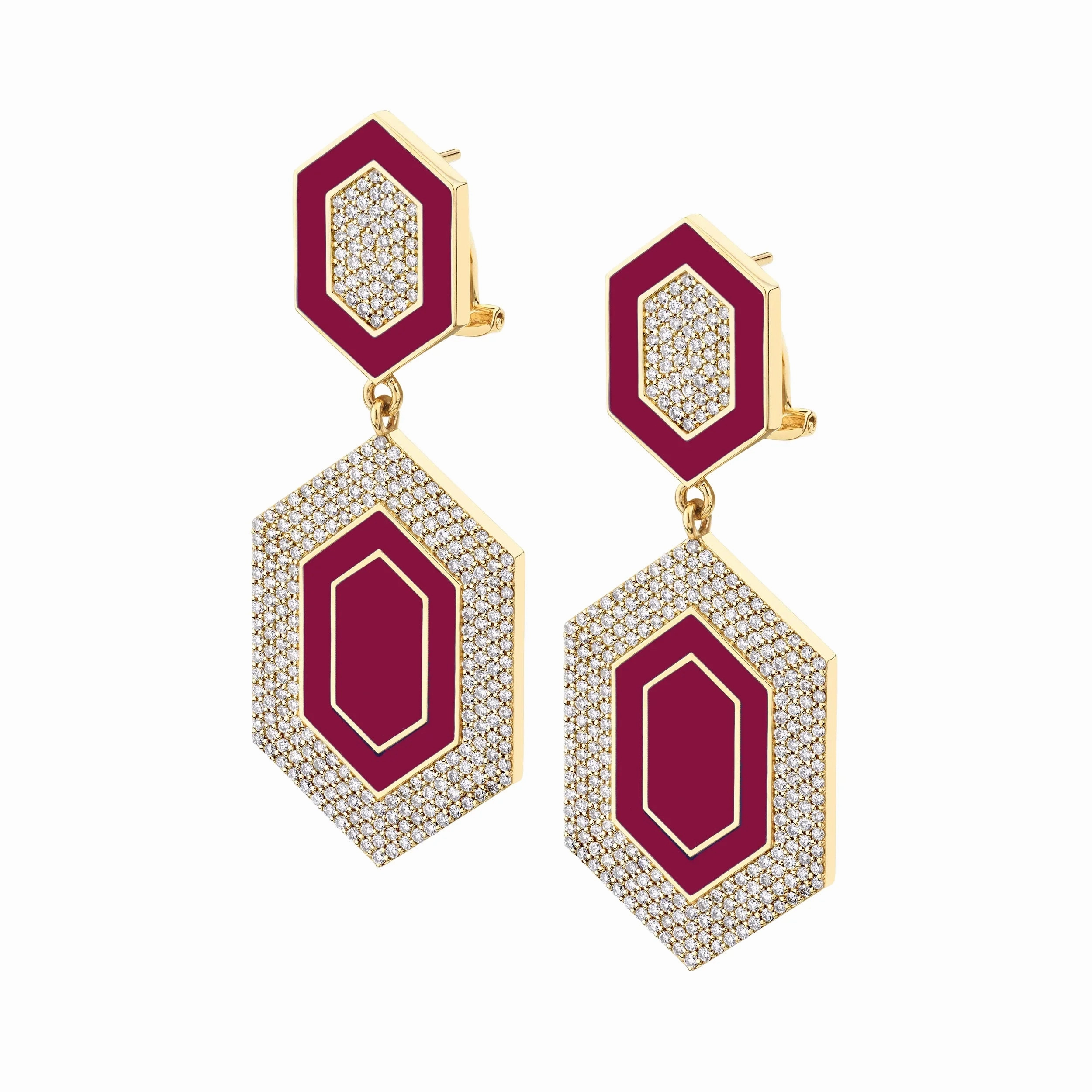 Chroma Pav Hexagon Cocktail Earrings ER490