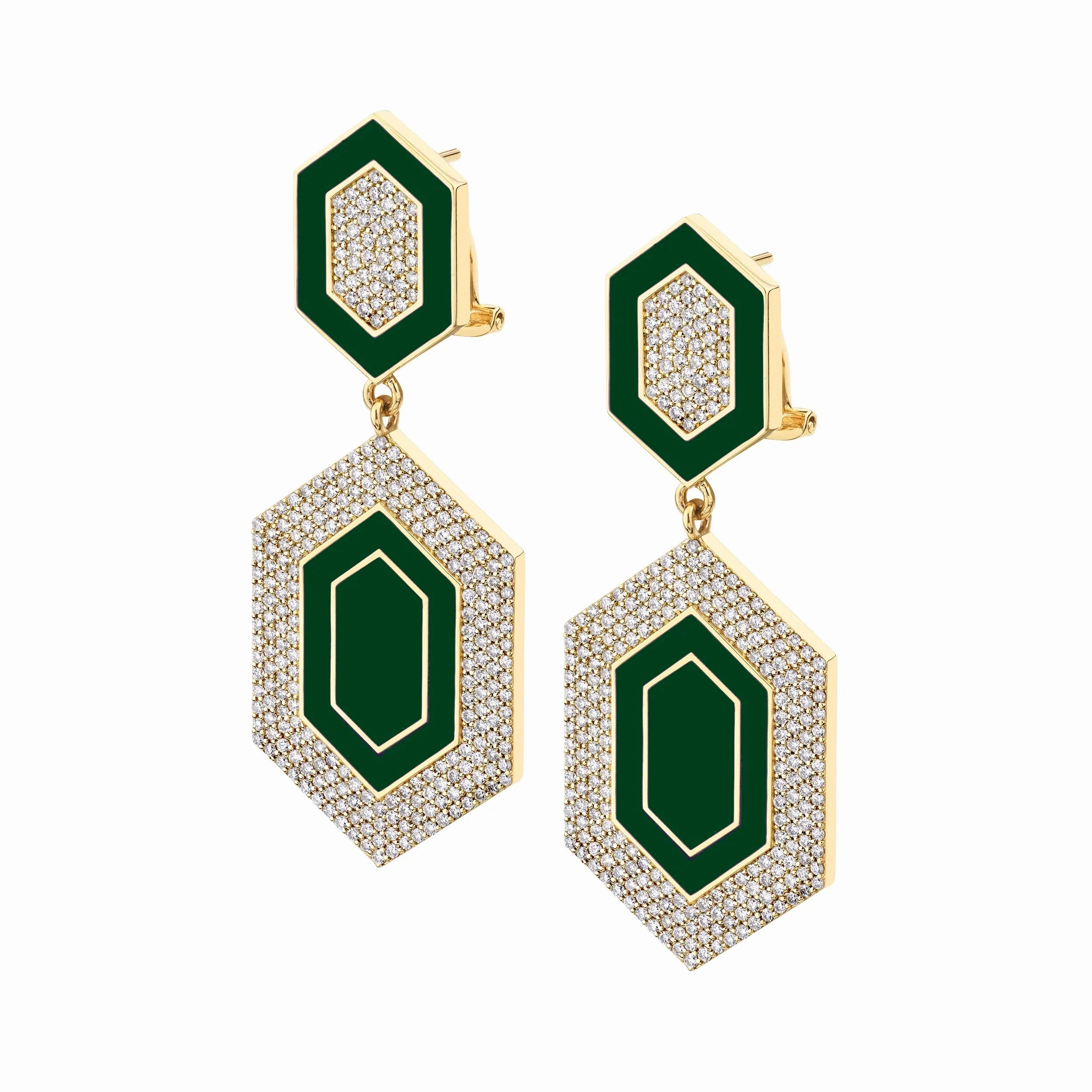 Chroma Pav Hexagon Cocktail Earrings ER490