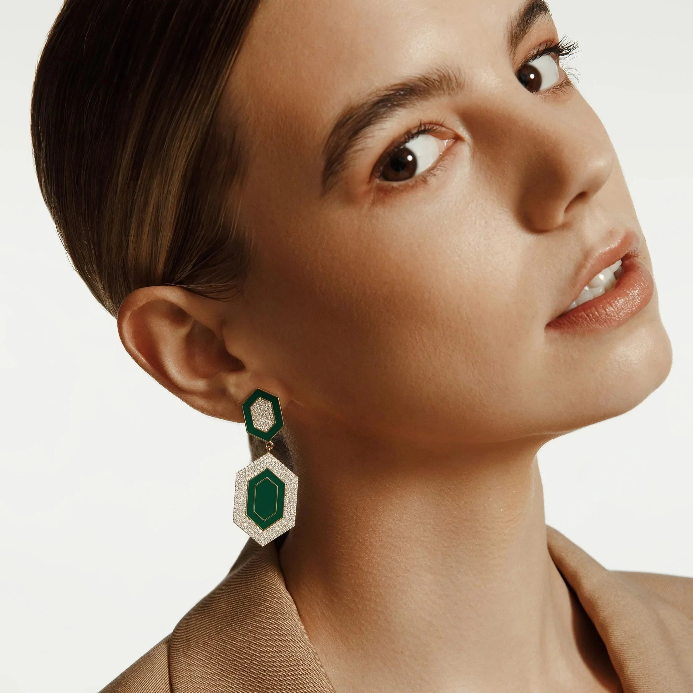 Chroma Pav Hexagon Cocktail Earrings ER490