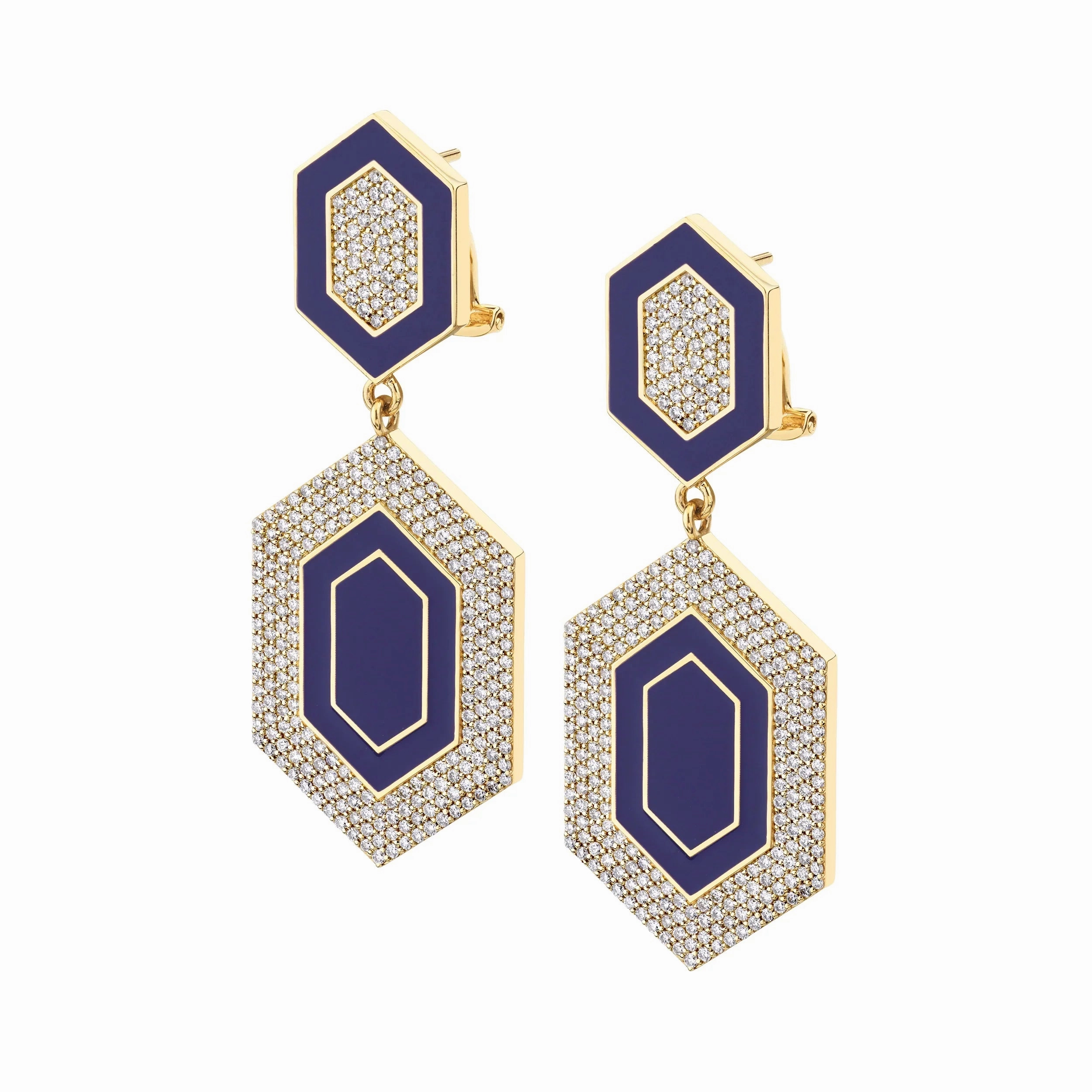 Chroma Pav Hexagon Cocktail Earrings ER490