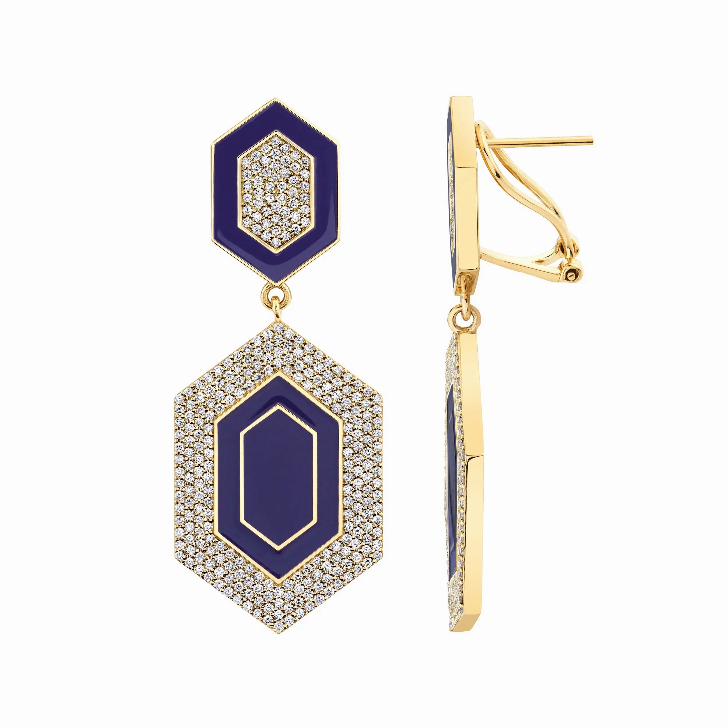 Chroma Pav Hexagon Cocktail Earrings ER490