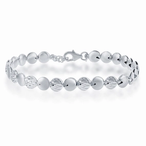 Classic Women's Bracelet - Sterling Alternating Plain and D-C Small Circles | S-4730