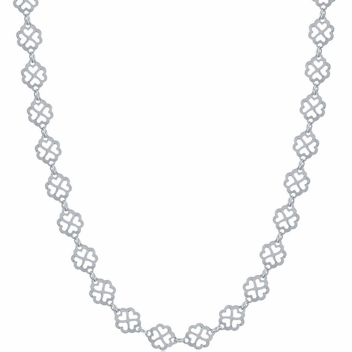 Classic Women's Bracelet - Sterling Diamond-Cut Flowers and Heart Cut-Outs | S-4855