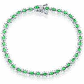 Classic Women's Bracelet - Sterling Silver 5mm Royal Emerald CZ Tennis | T-7952