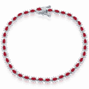 Classic Women's Bracelet - Sterling Silver 5mm Royal Red Ruby CZ Tennis | T-7950