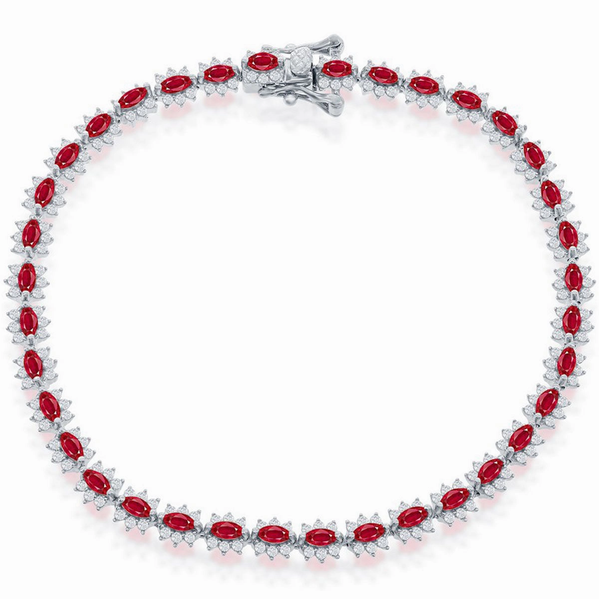 Classic Women's Bracelet - Sterling Silver 5mm Royal Red Ruby CZ Tennis | T-7950
