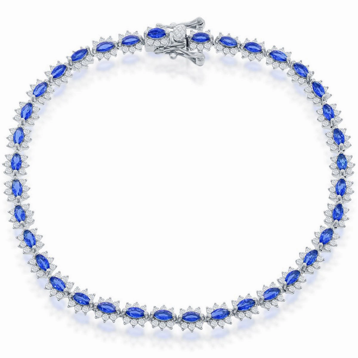 Classic Women's Bracelet - Sterling Silver 5mm Royal Sapphire CZ Tennis | T-7951