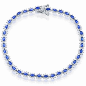 Classic Women's Bracelet - Sterling Silver 5mm Royal Sapphire CZ Tennis | T-7951