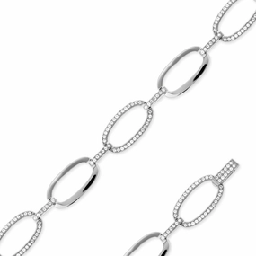 Classic Women's Bracelet - Sterling Silver and Micro Pave Circles Link | T-6344