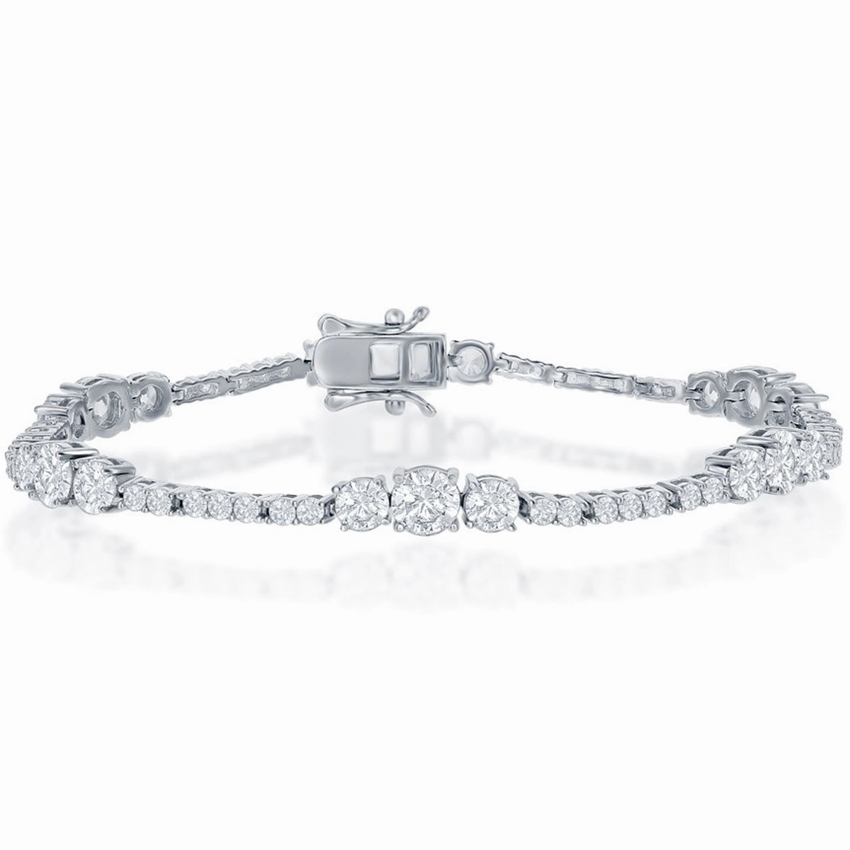 Classic Women's Bracelet - Sterling Silver Graduating White CZ Tennis | T-7877