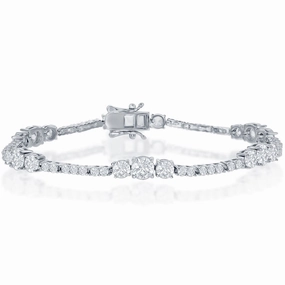 Classic Women's Bracelet - Sterling Silver Graduating White CZ Tennis | T-7877