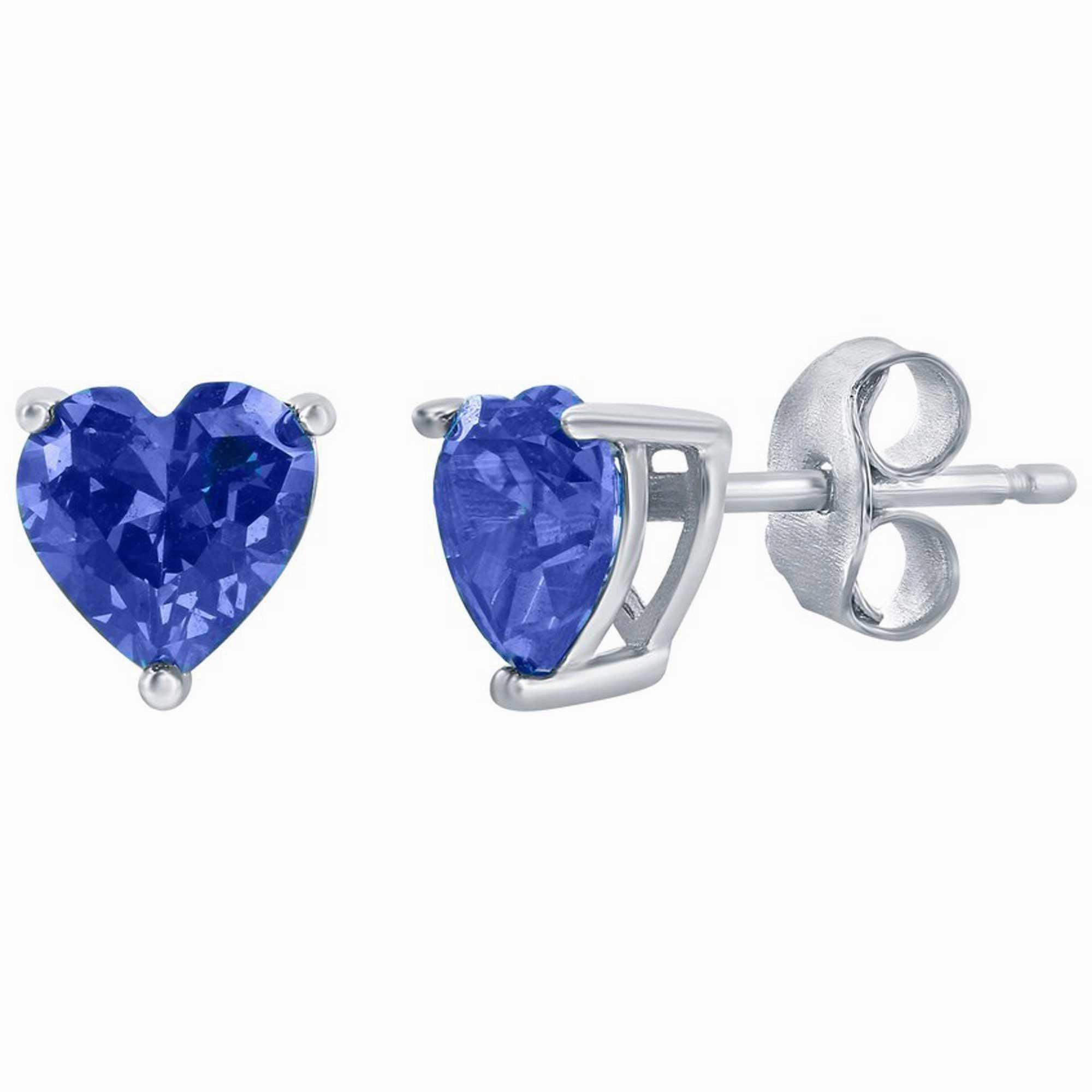 Classic Women's Earrings - SS Sapphire "September" Heart Perciosa Crystal | D-8425