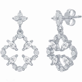 Classic Women's Earrings - Sterling Silver CZ Flower Design Post Back Closure | D-7822