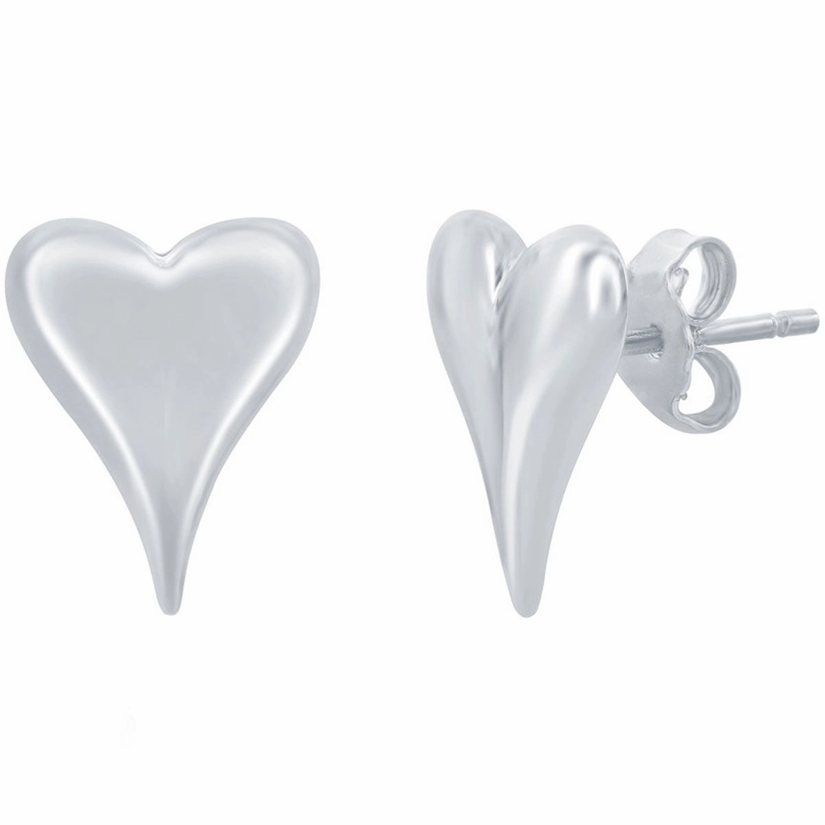 Classic Women's Earrings - Sterling Silver Heart Shape Stud Post Back Closure | A-2675