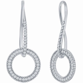 Classic Women's Earrings - Sterling Silver Infinity Design Round White CZ | D-7836