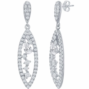 Classic Women's Earrings - Sterling Silver Marquise Multi Shaped White CZ | D-7837