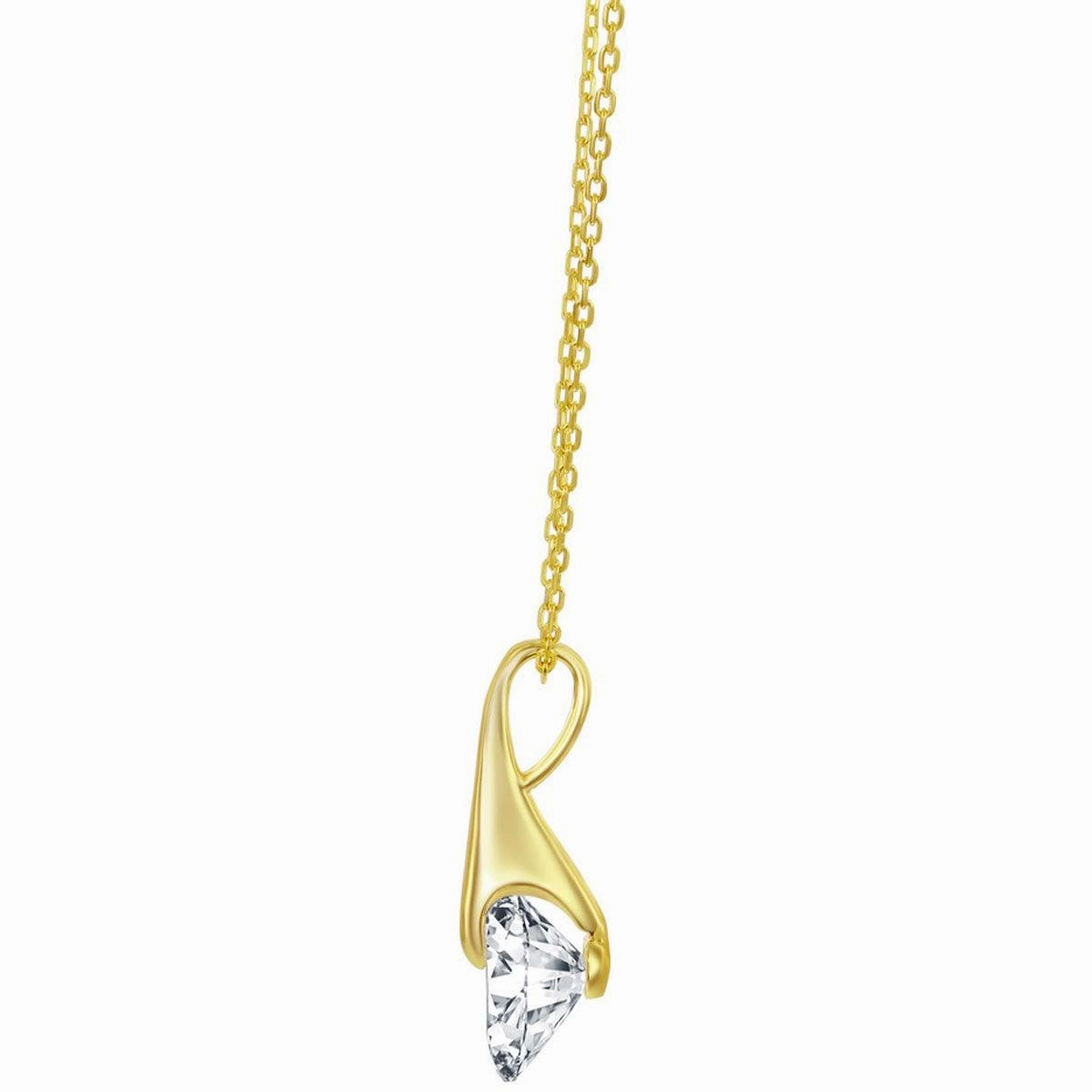 Classic Women's Necklace - Gold Plated Sterling Silver 10mm Heart CZ | M-6779-GP